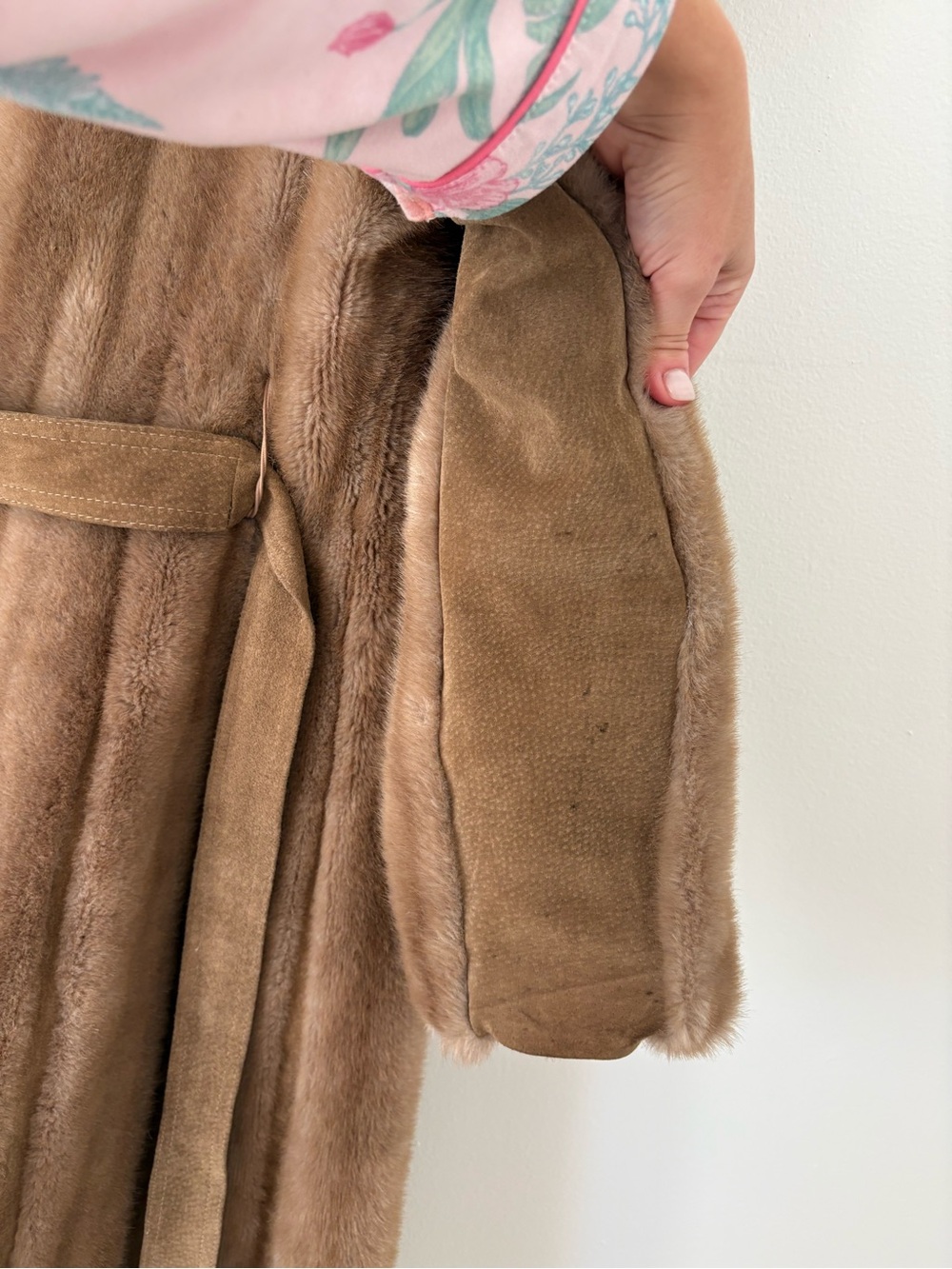 Lilli Ann San Fransisco Neutral Brown Faux Fur Longline Overcoat Size 6 - Picture 14 of 15